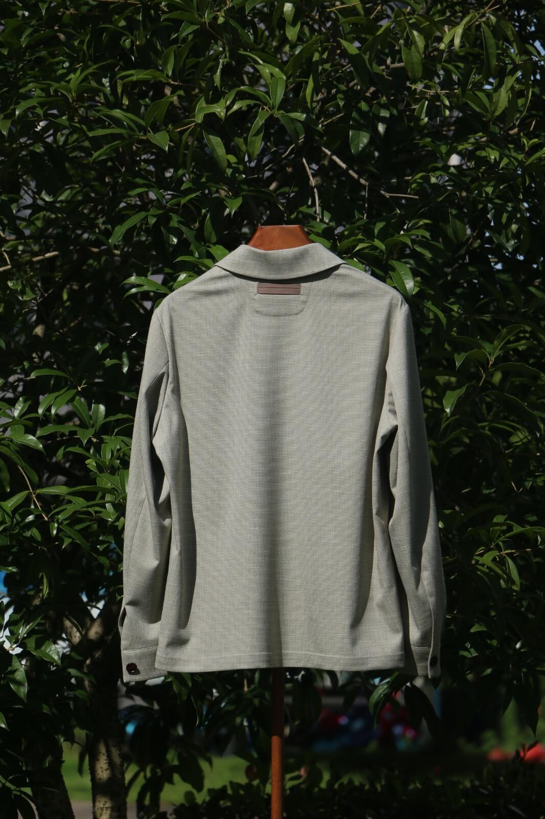 Minimalist Overshirt Jacket in Sage Green Wool Blend - SUITHARBOR