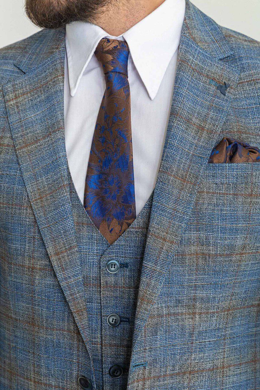 Navy Blue Patterned Suit