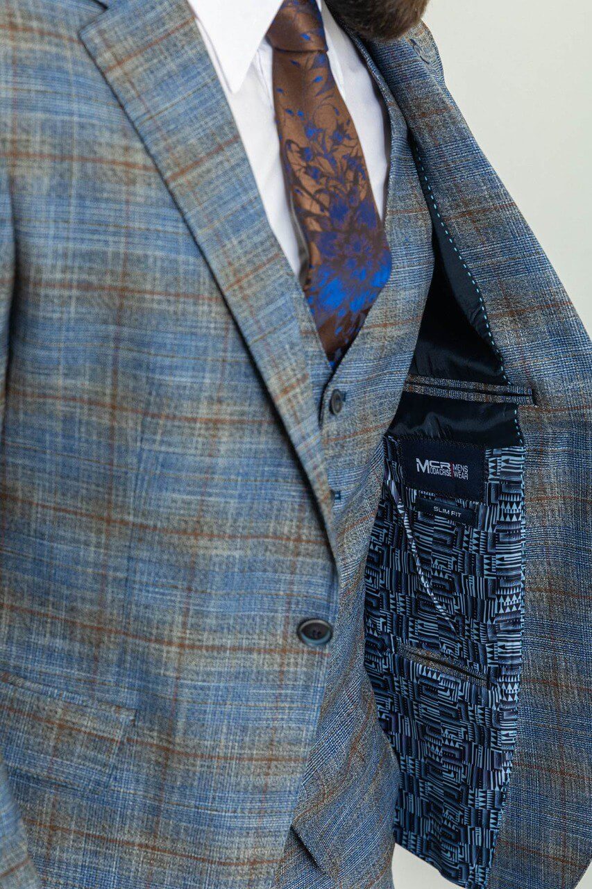 Navy Blue Patterned Suit