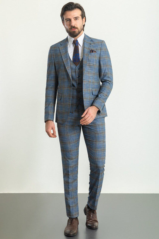 Navy Blue Patterned Suit