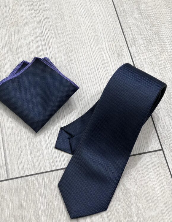 Navy Blue Textured Tie for Men - SUITHARBOR