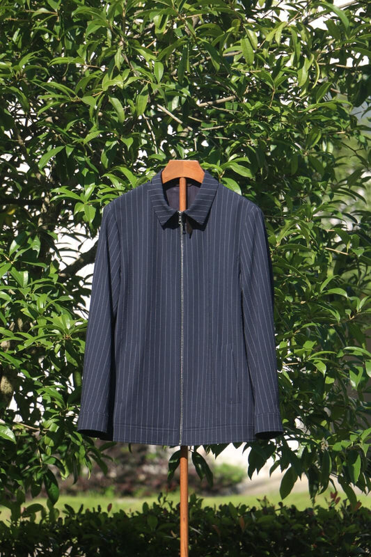 Navy Pinstripe Technical Jacket – Zegna Fabric Edition - SUITHARBOR