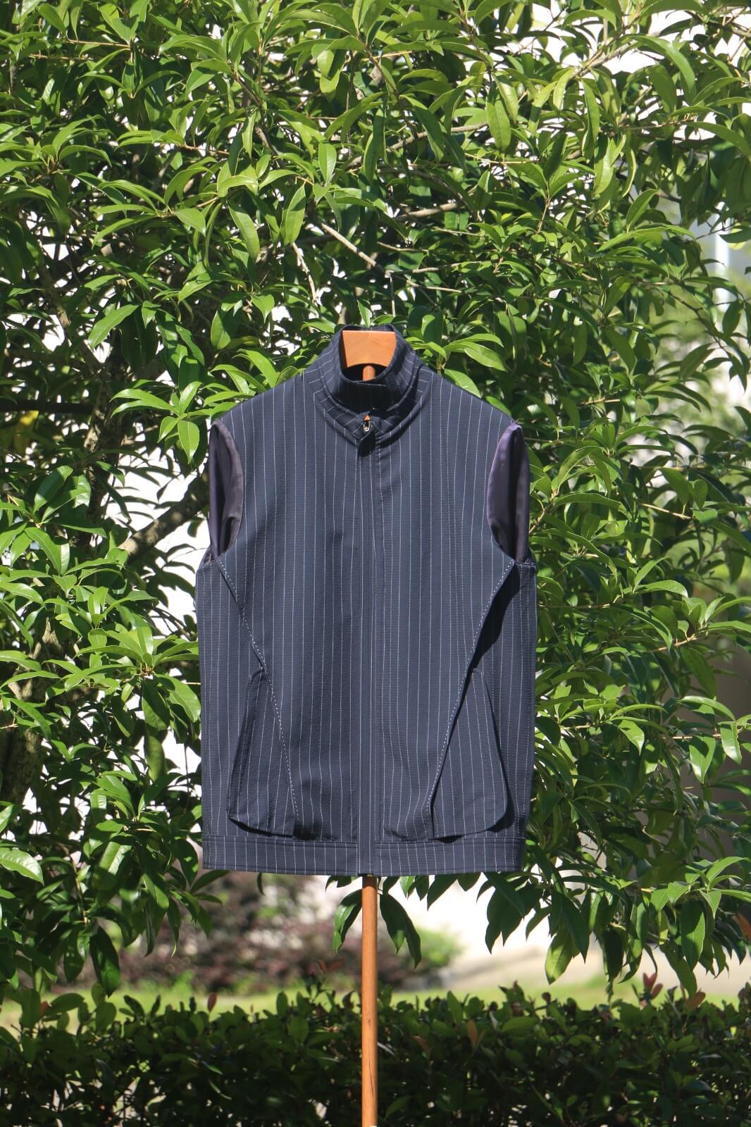 Navy Pinstripe Technical Jacket – Zegna Fabric Edition - SUITHARBOR