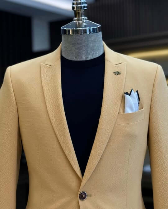 Camel Seersucker Suit for Men