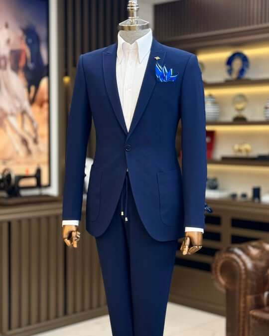 Navy Blue Classic Two-Piece Suit for Men