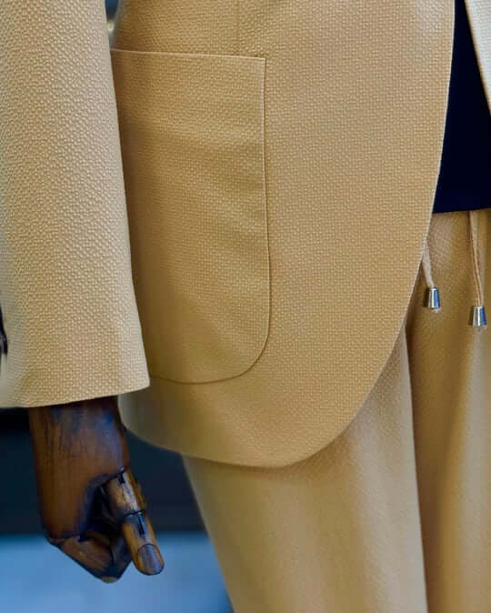 Camel Seersucker Suit for Men