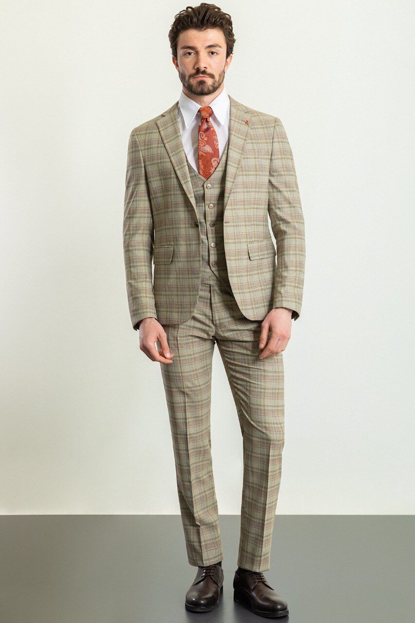 Man wearing a Camel Pattern Prestige Suit