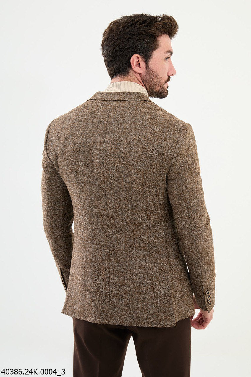 SuitHarbor Sahara Brown Slim Fit Blazer