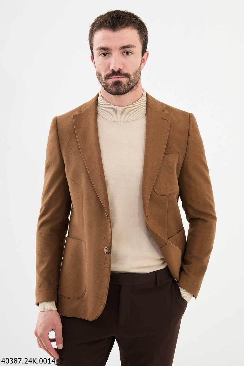 Suitharbor Camel Single-Button Tailored Blazer