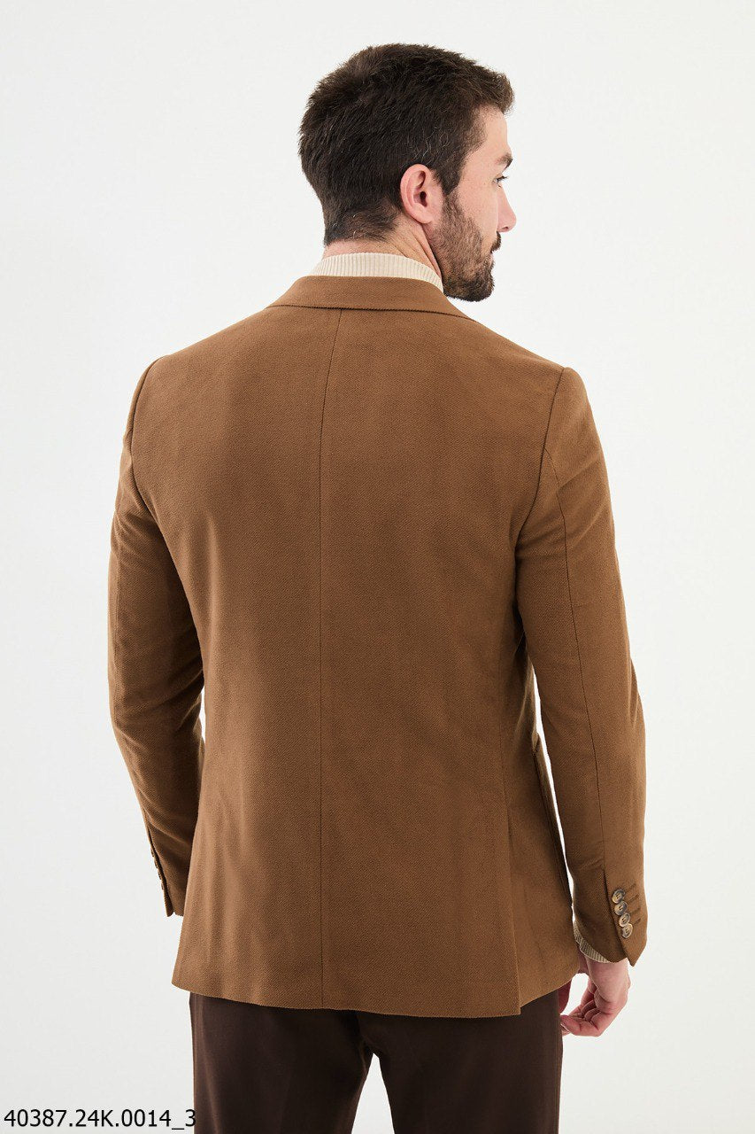 Suitharbor Camel Single-Button Tailored Blazer