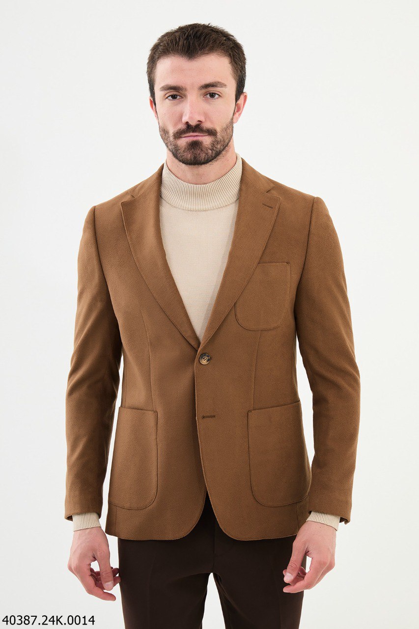 Suitharbor Camel Single-Button Tailored Blazer