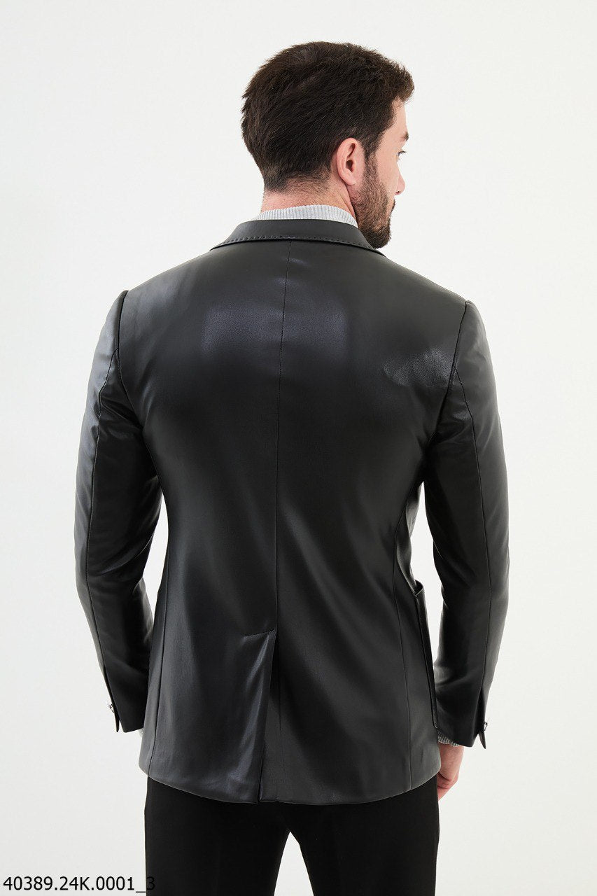 Jet Black Asymmetrical Leather Jacket