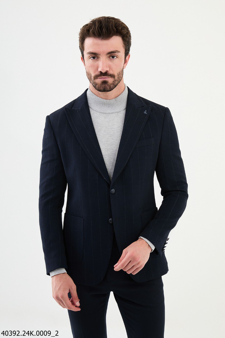 Starlit Navy Pinstripe Luxe Blazer