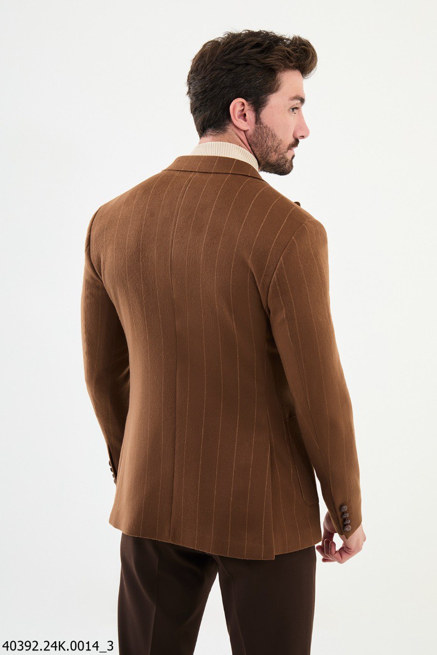 Tobacco Brown Striped Blazer