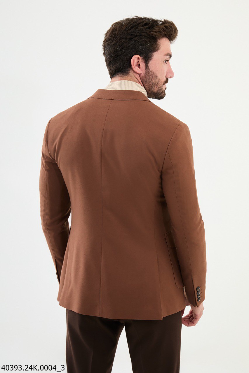 Tobacco Brown Slim Fit Blazer