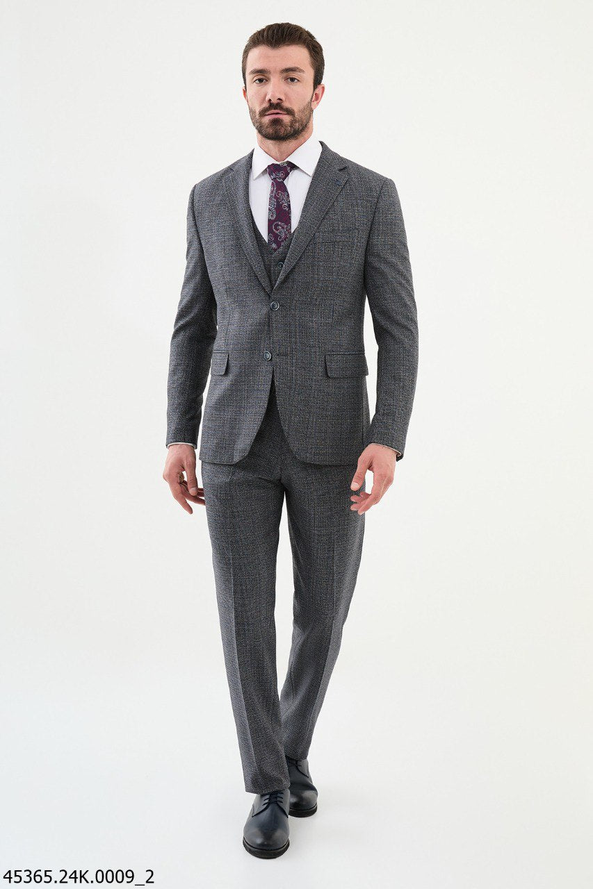 Gray Plaid Three-Piece Suit