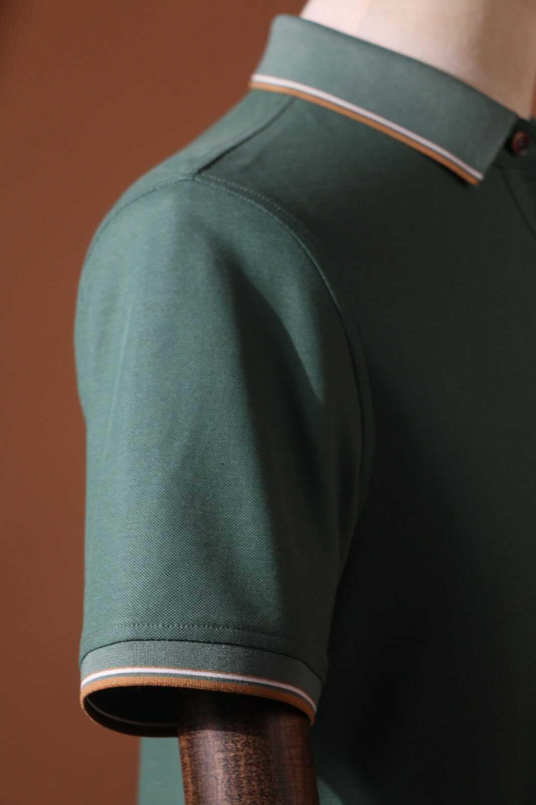Pine Green Polo Shirt in Mulberry Silk & Velvet Blend - SUITHARBOR
