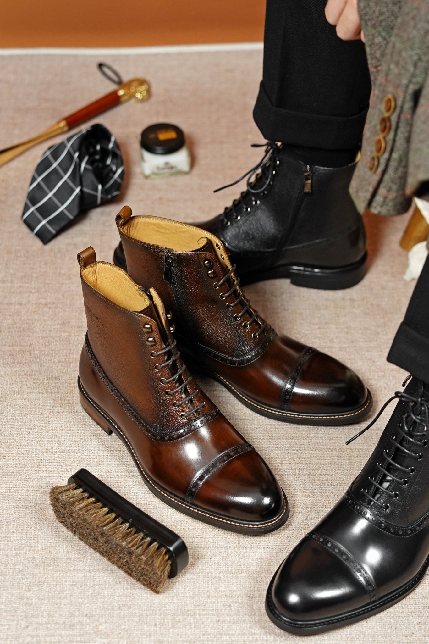 Regal Brown Cap - Toe Lace - Up Boot - SUITHARBOR