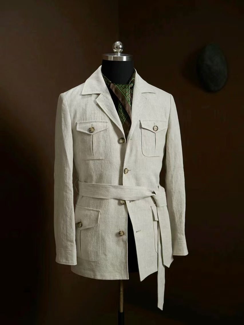 Sahara Natural Linen Safari Jacket - SUITHARBOR