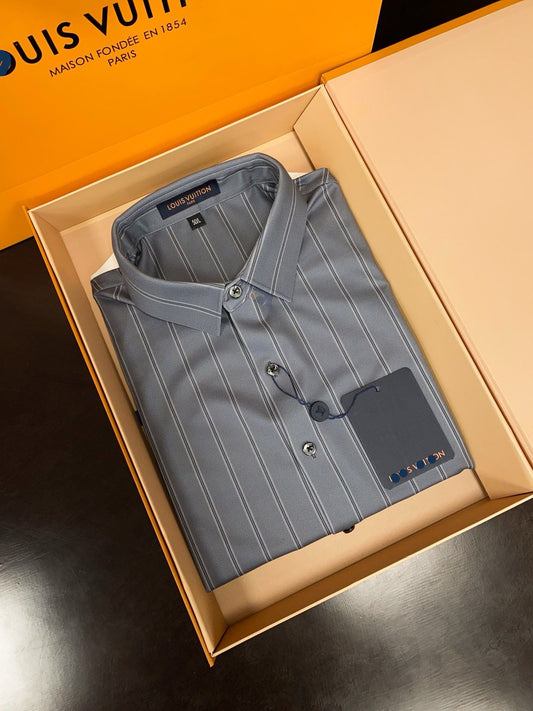 Steel Blue Pinstripe Executive Dress Shirt - SUITHARBOR