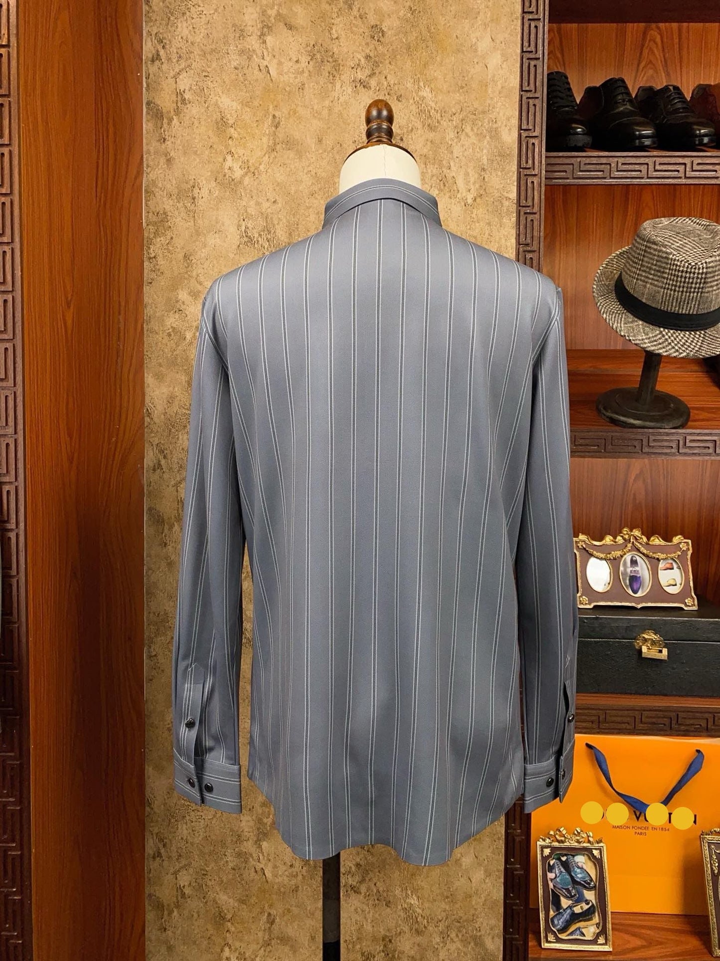 Steel Blue Pinstripe Executive Dress Shirt - SUITHARBOR