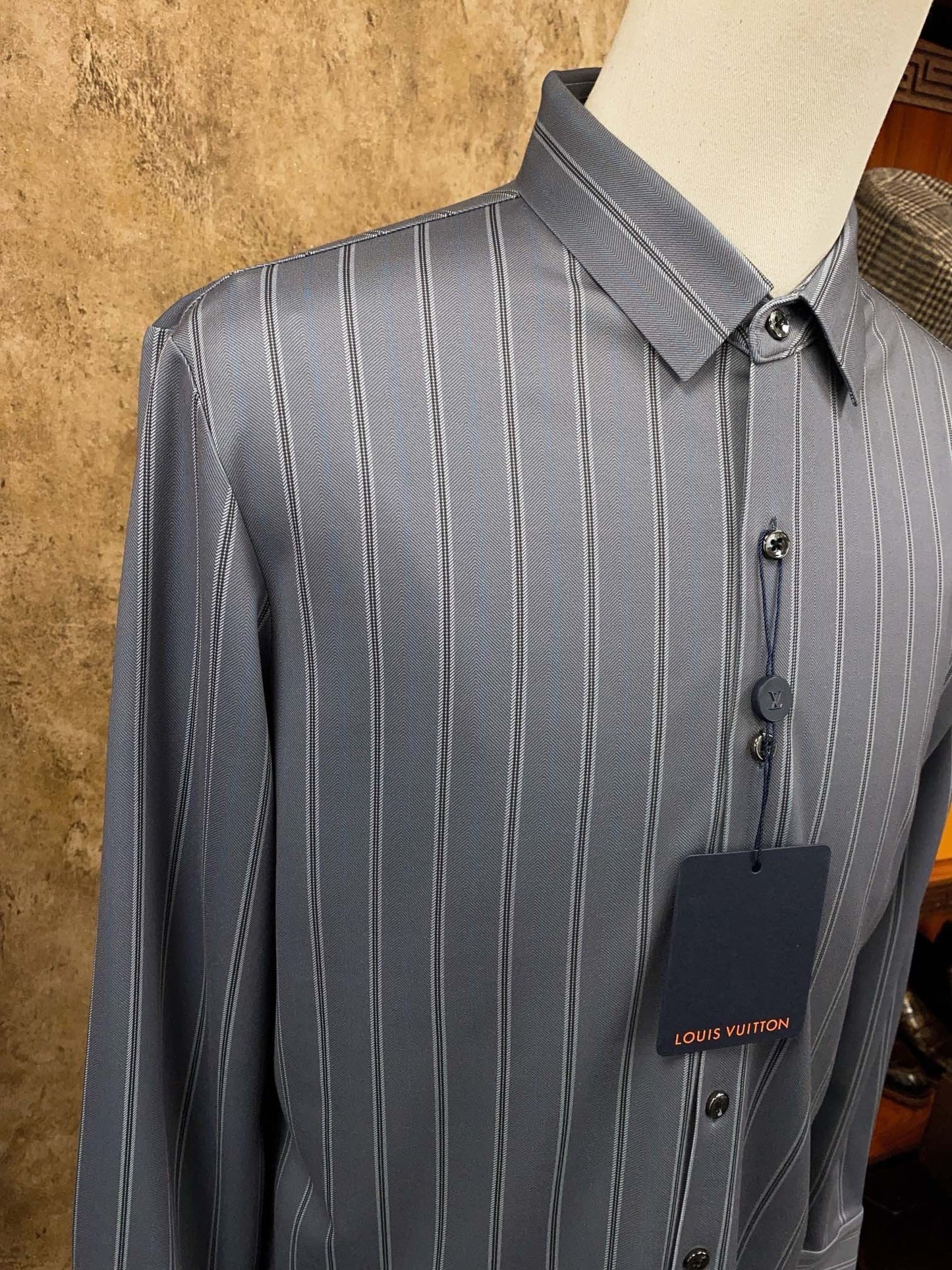 Steel Blue Pinstripe Executive Dress Shirt - SUITHARBOR