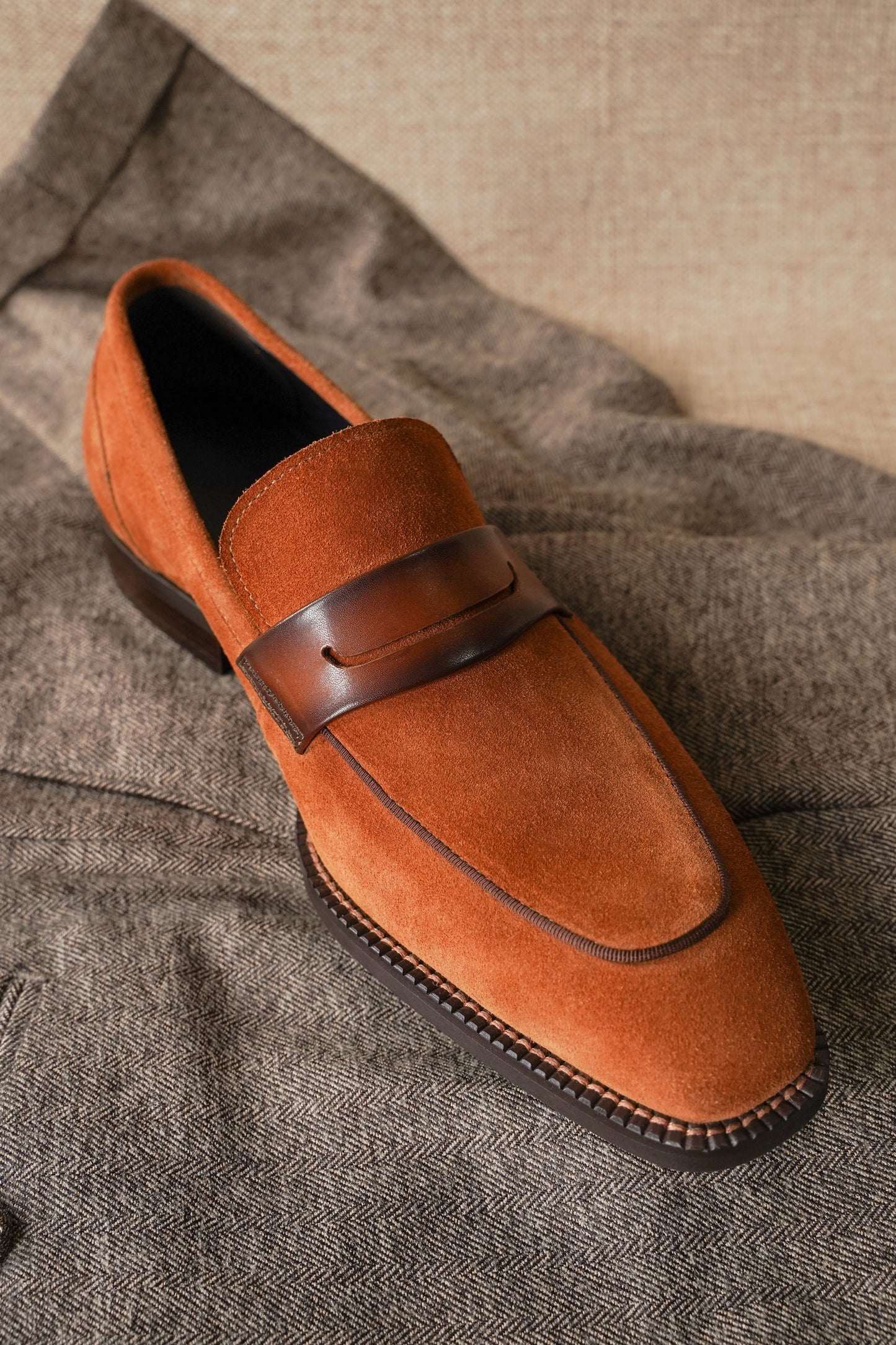 Amber Oak Suede Brown Loafers