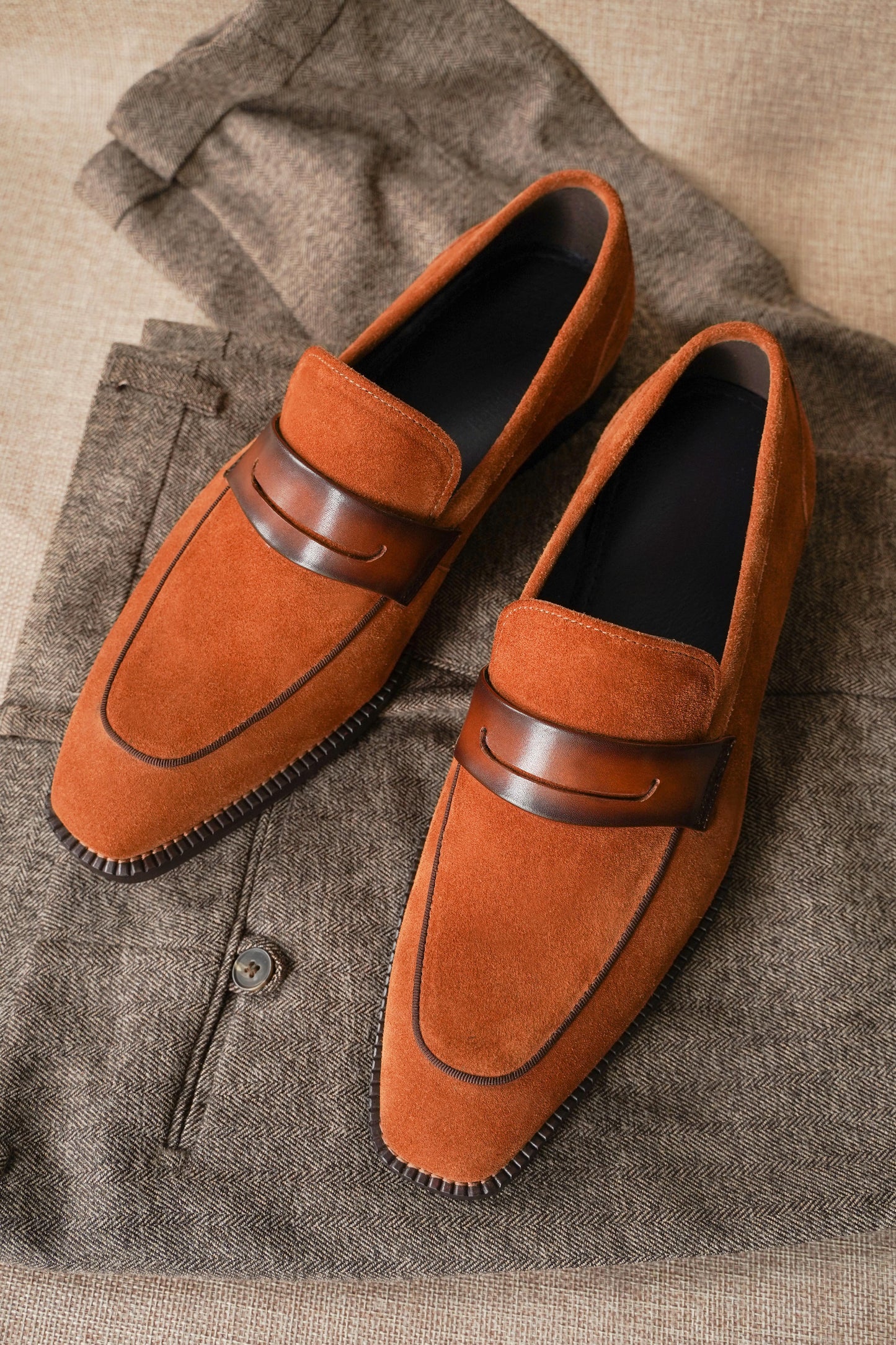 Amber Oak Suede Brown Loafers