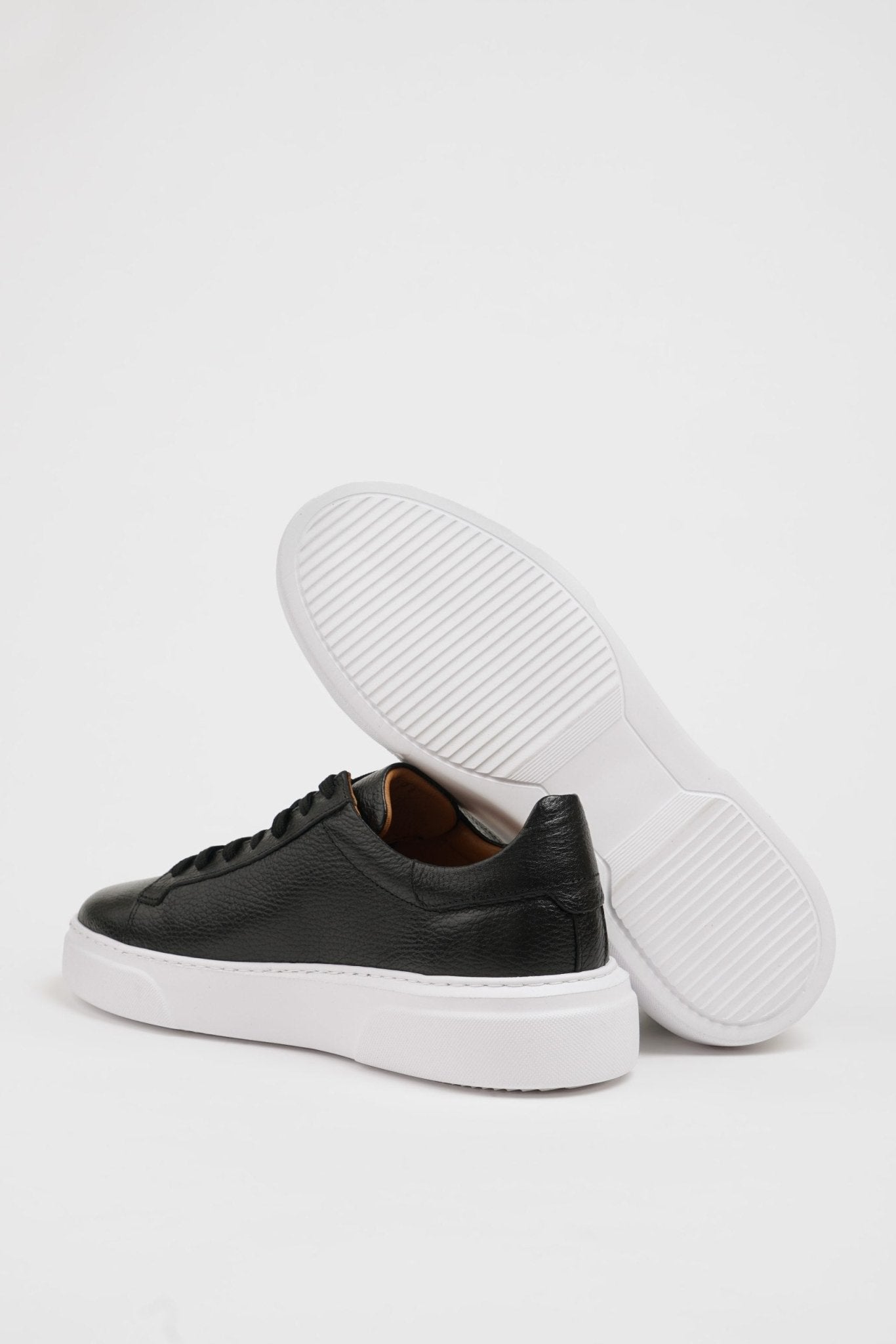 SUITHARBOR Black Leather Sneakers for Men - SUITHARBOR
