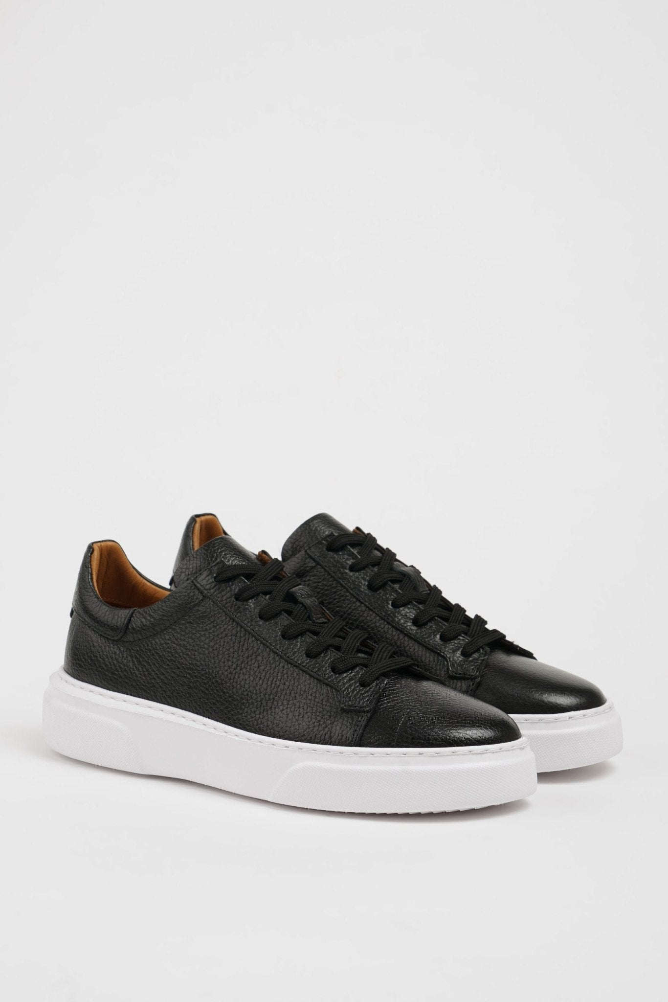 SUITHARBOR Black Leather Sneakers for Men - SUITHARBOR