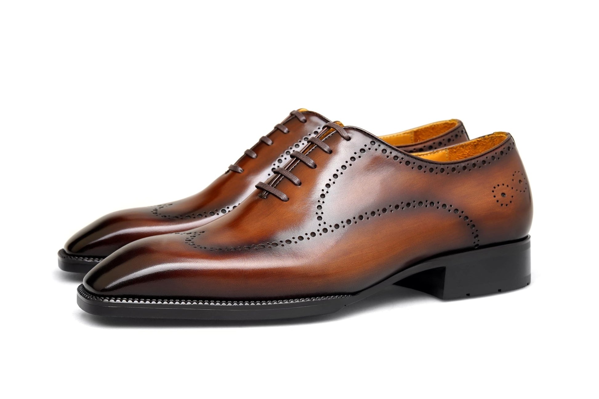 SuitHarbor Blake - Stitched Brown Wingtip Oxford - SUITHARBOR