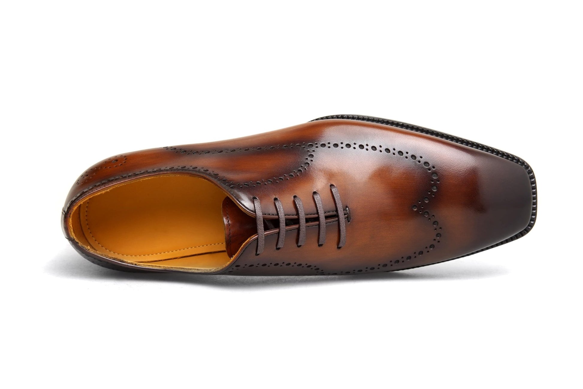 SuitHarbor Blake - Stitched Brown Wingtip Oxford - SUITHARBOR