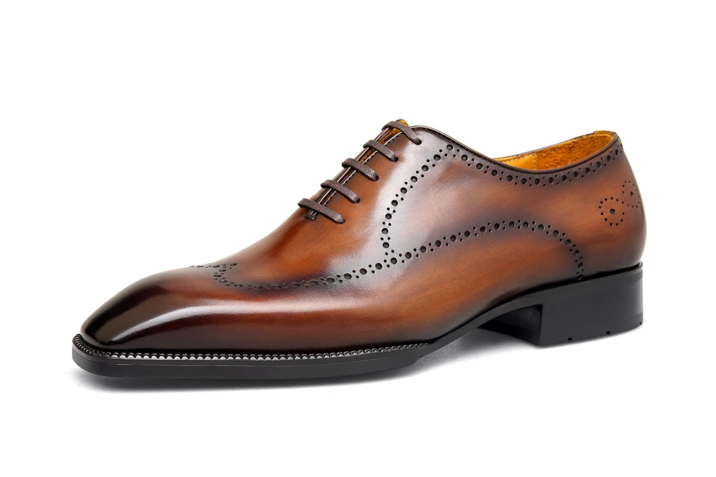 SuitHarbor Blake - Stitched Brown Wingtip Oxford - SUITHARBOR