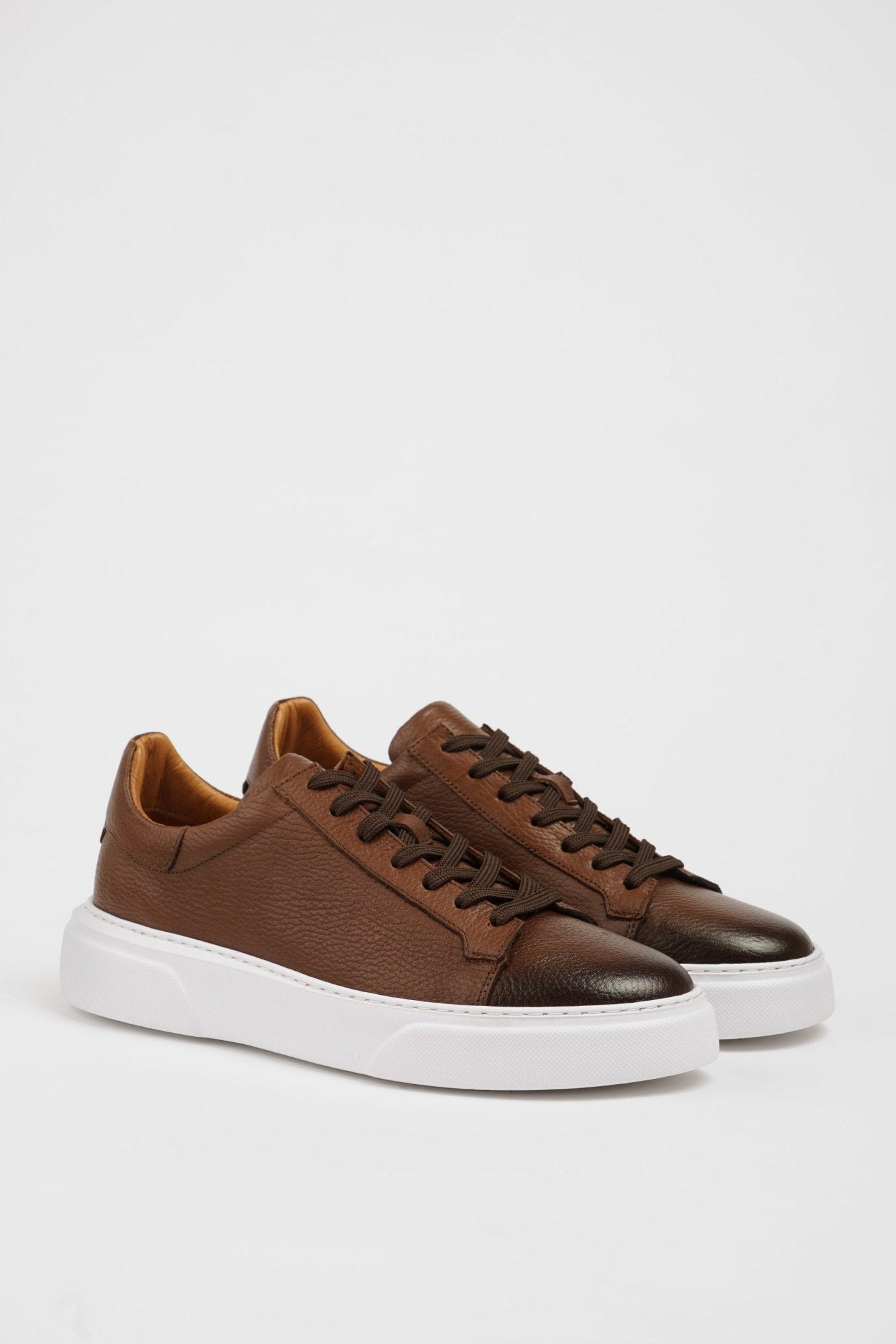 SUITHARBOR Camel Leather Sneakers for Men - SUITHARBOR