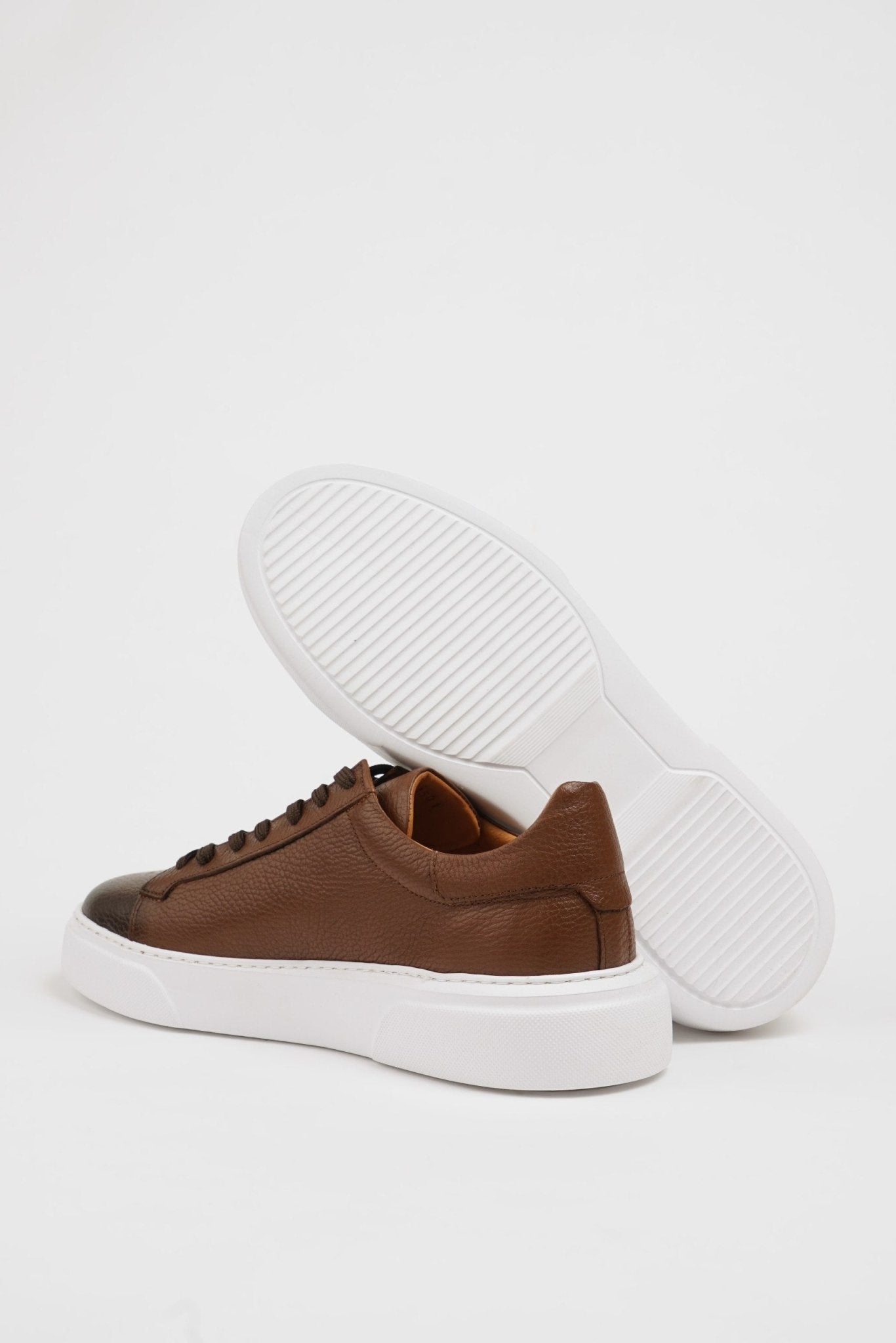 SUITHARBOR Camel Leather Sneakers for Men - SUITHARBOR