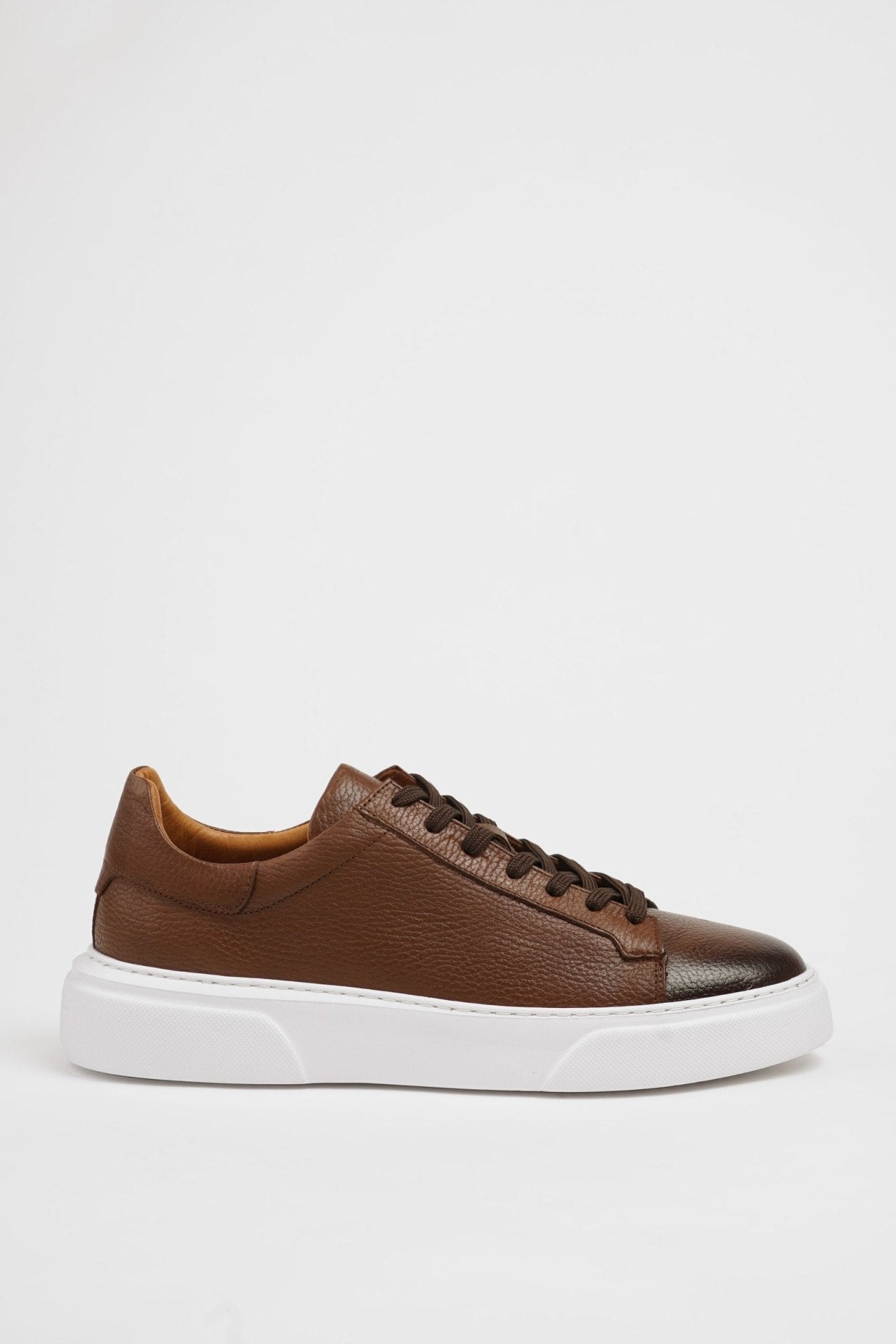 SUITHARBOR Camel Leather Sneakers for Men - SUITHARBOR