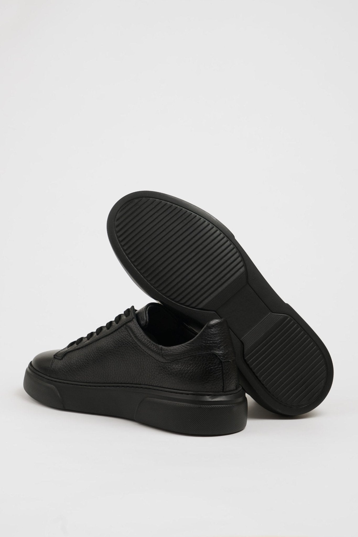 SUITHARBOR Dark Black Leather Sneakers for Men - SUITHARBOR