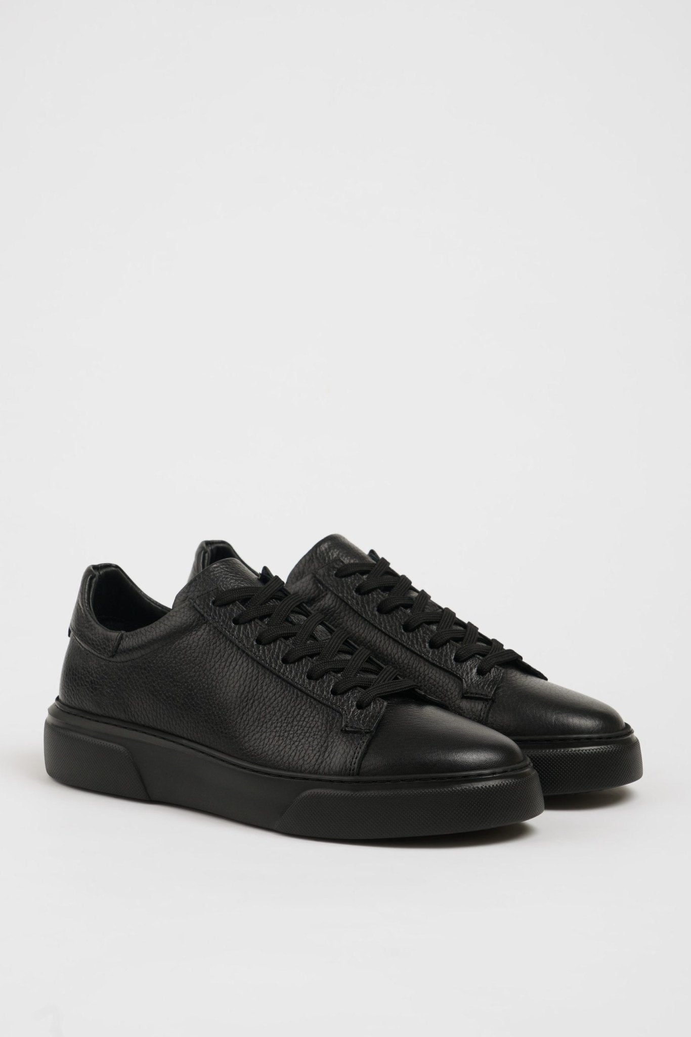 SUITHARBOR Dark Black Leather Sneakers for Men - SUITHARBOR