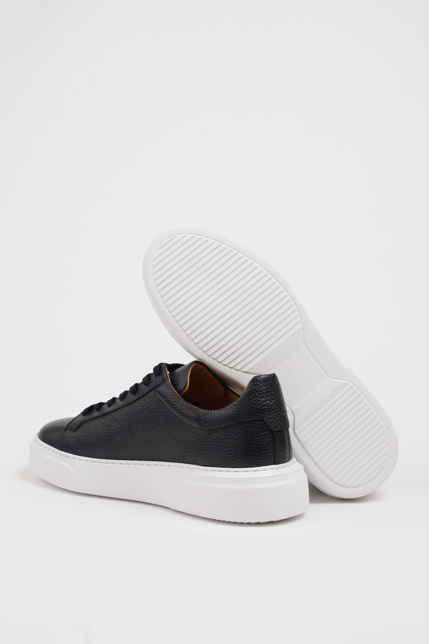 SUITHARBOR Navy Blue Leather Sneakers for Men - SUITHARBOR