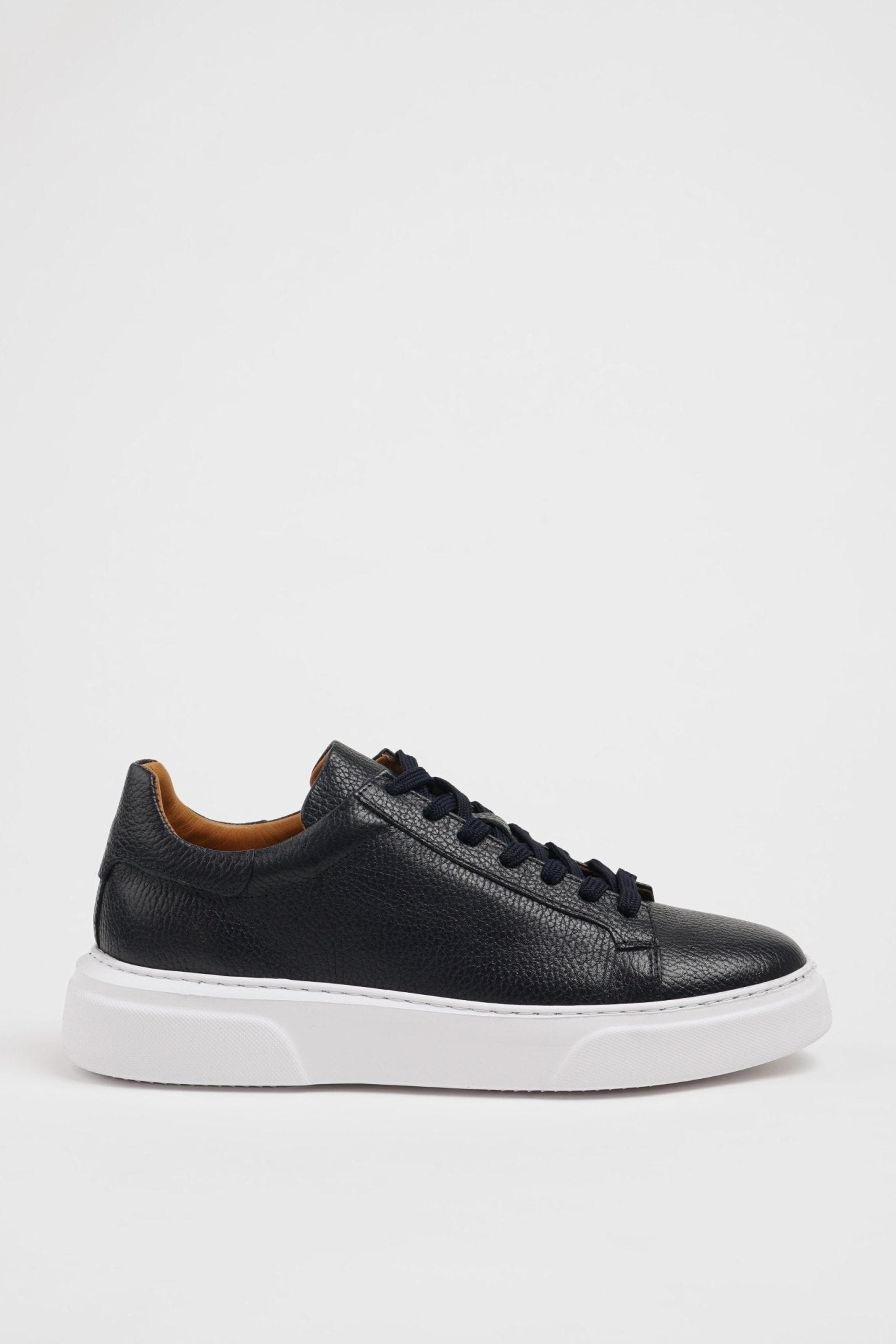 SUITHARBOR Navy Blue Leather Sneakers for Men - SUITHARBOR