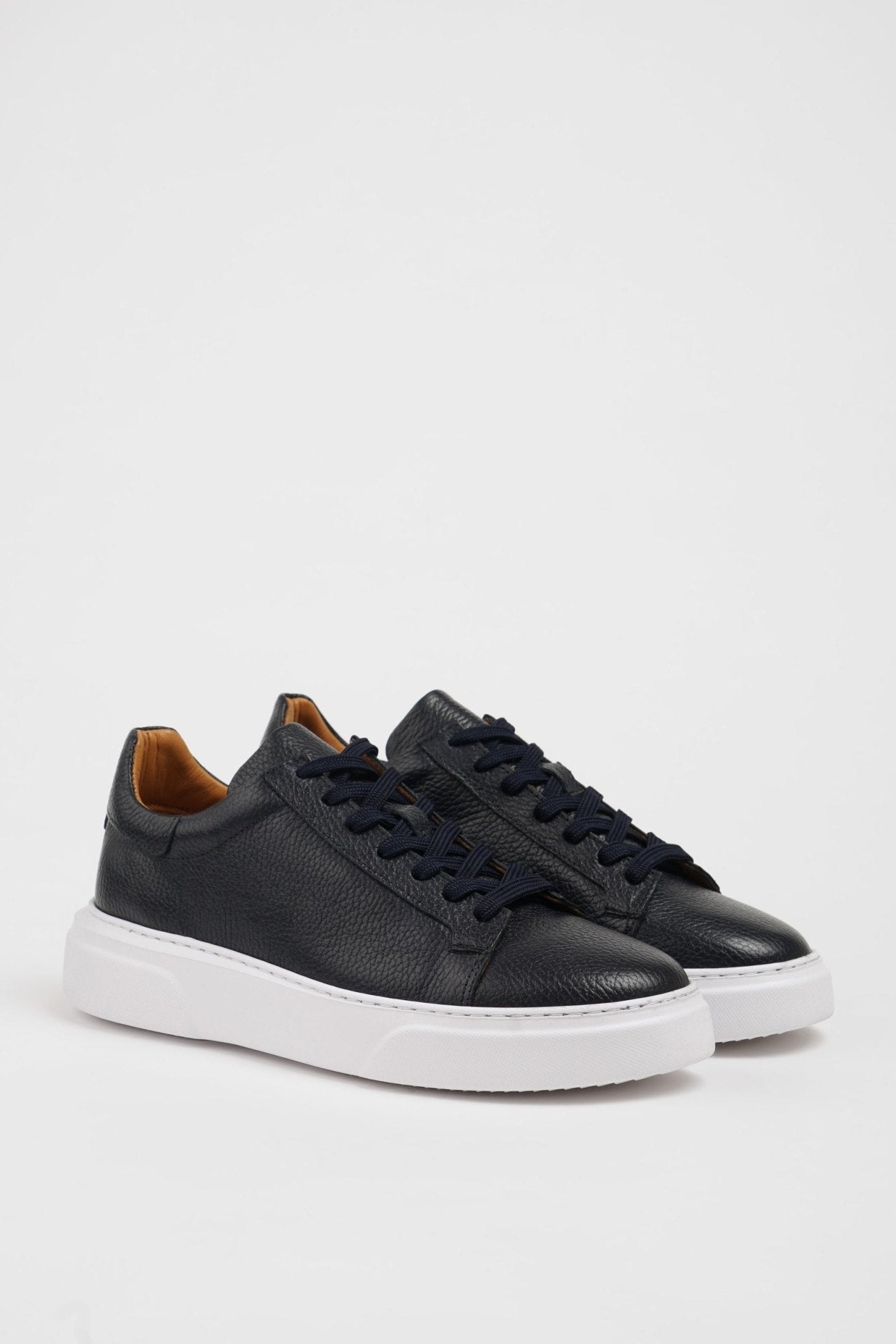 SUITHARBOR Navy Blue Leather Sneakers for Men - SUITHARBOR