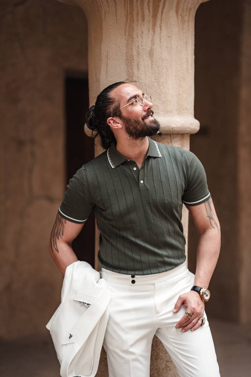 SUITHARBOR™ Premium Khaki Knit Polo T-Shirt - SUITHARBOR
