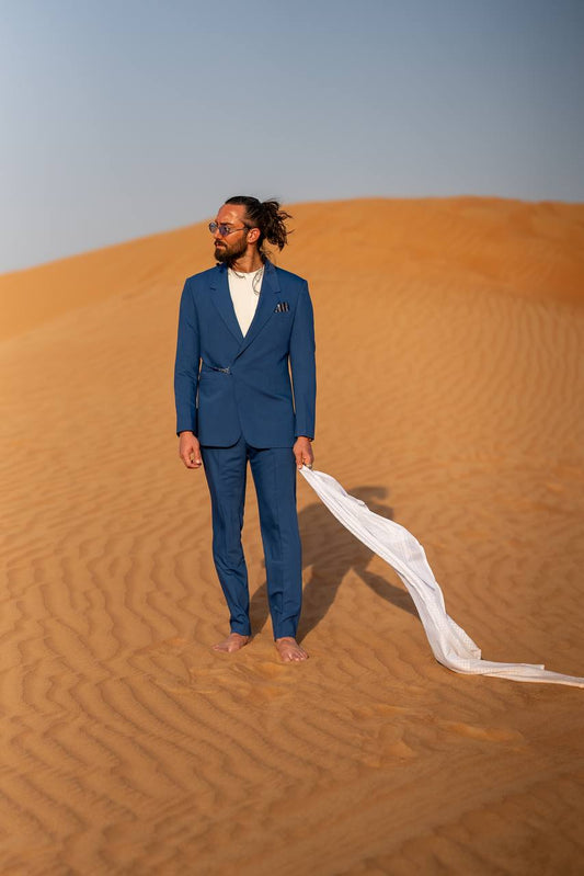 SUITHARBOR™ Sax Blue Tailored Suit - SUITHARBOR