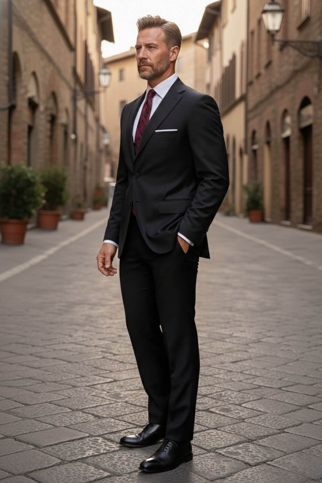 Midnight black slim fit stretch suit, image 6