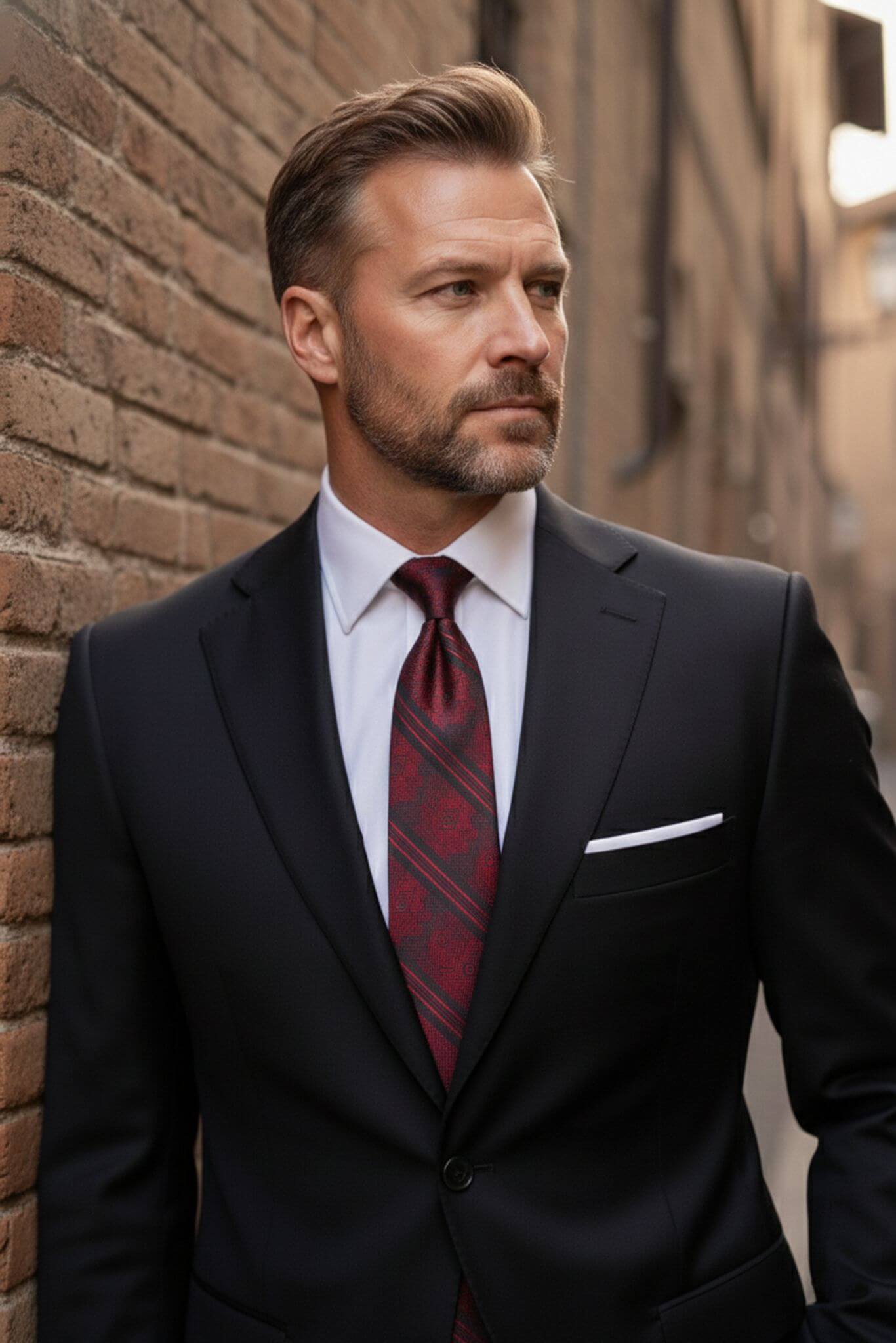 Midnight black slim fit stretch suit, image 3
