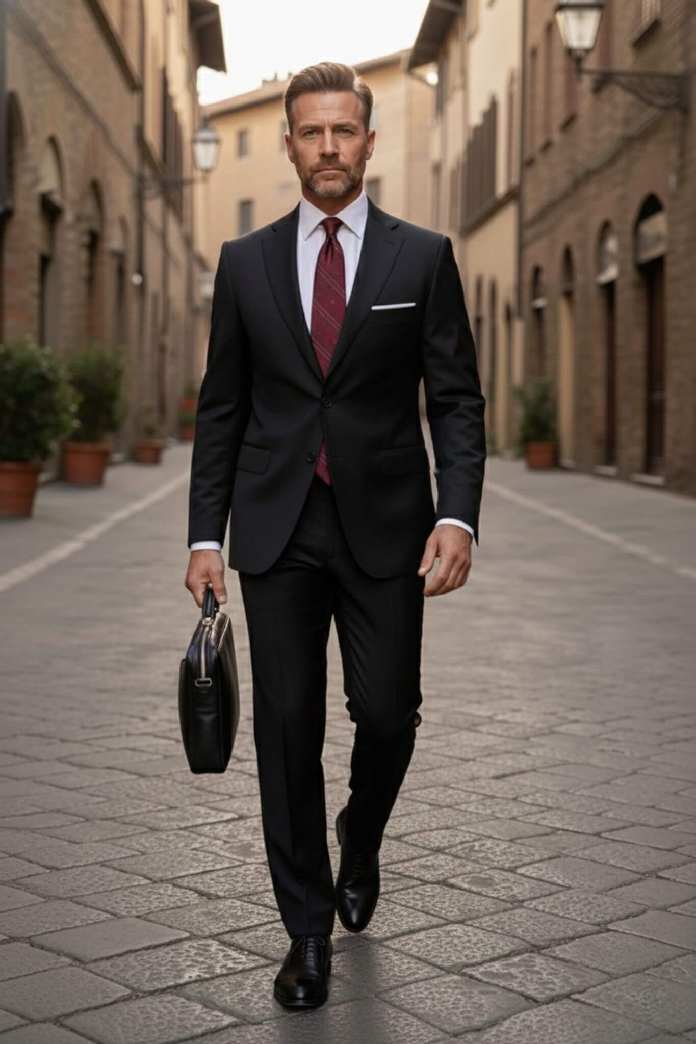 Midnight black slim fit stretch suit, image 5