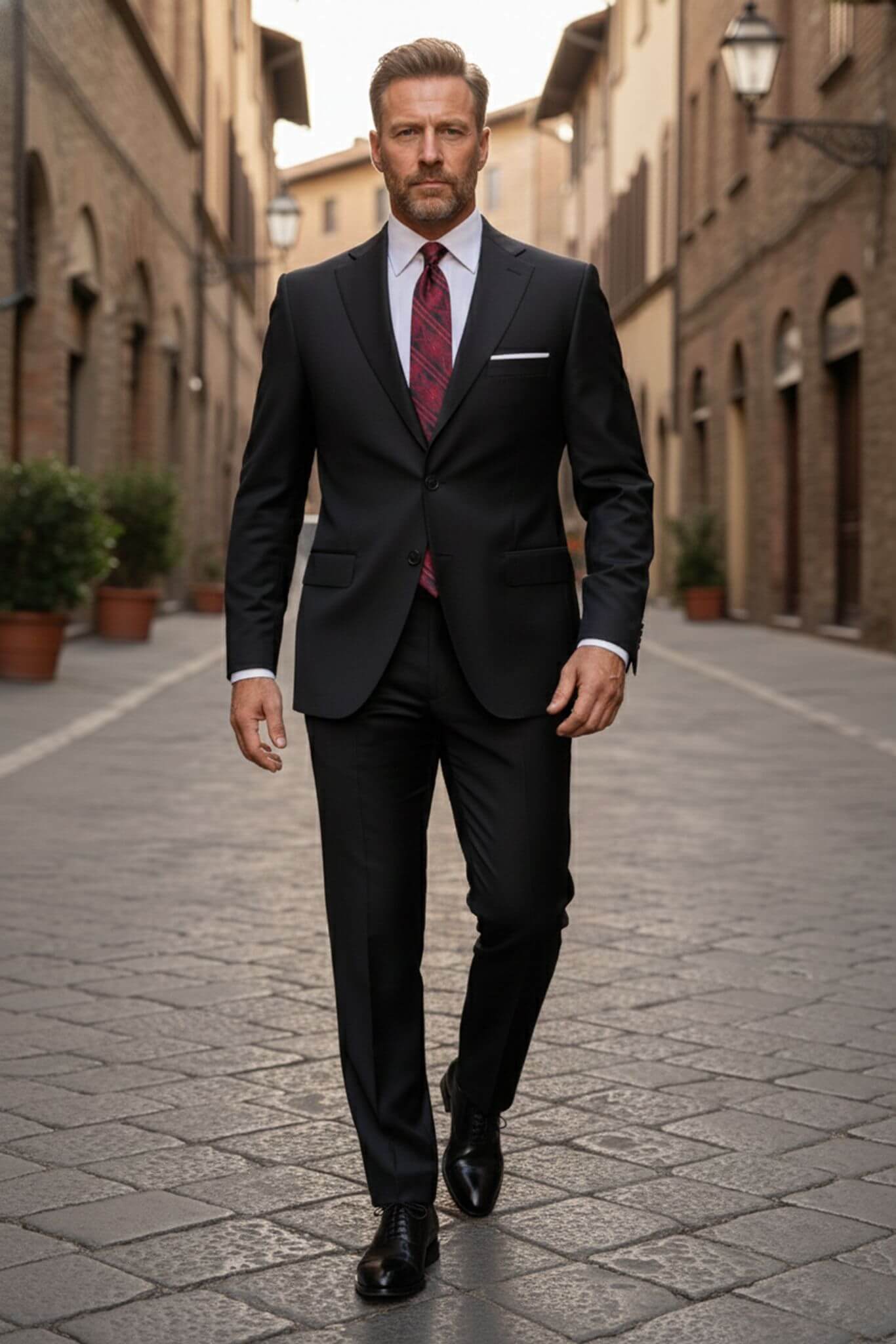 Midnight black slim fit stretch suit, image 4