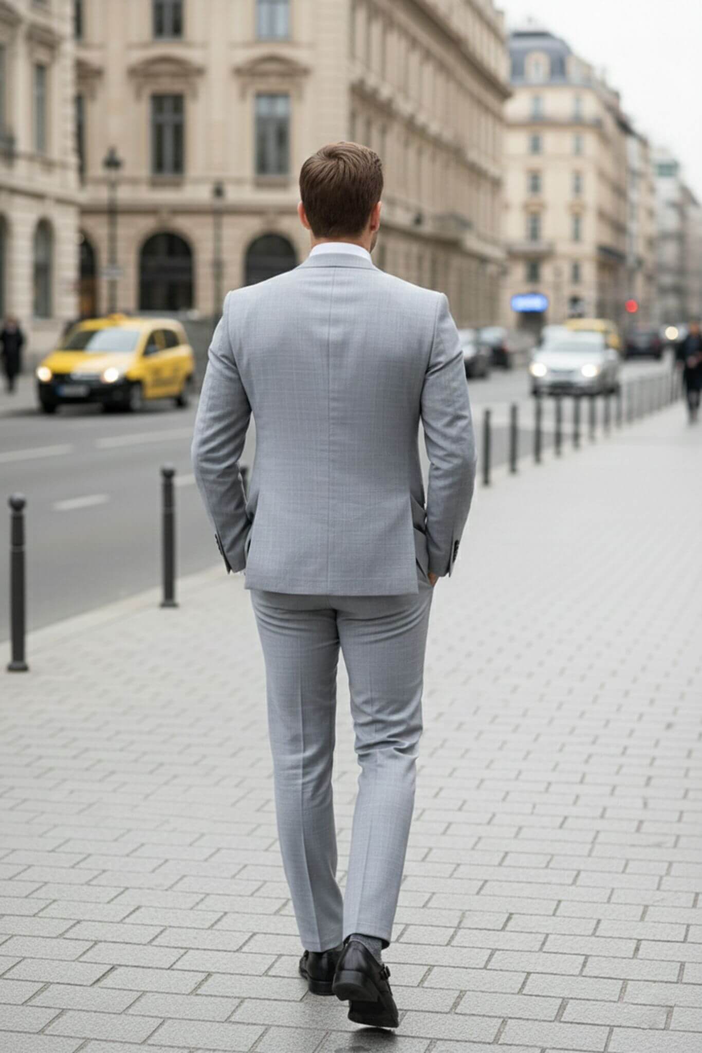 The Heritage Slim - Fit Peak Lapel Three - Piece Suit in Light Gray - SUITHARBOR
