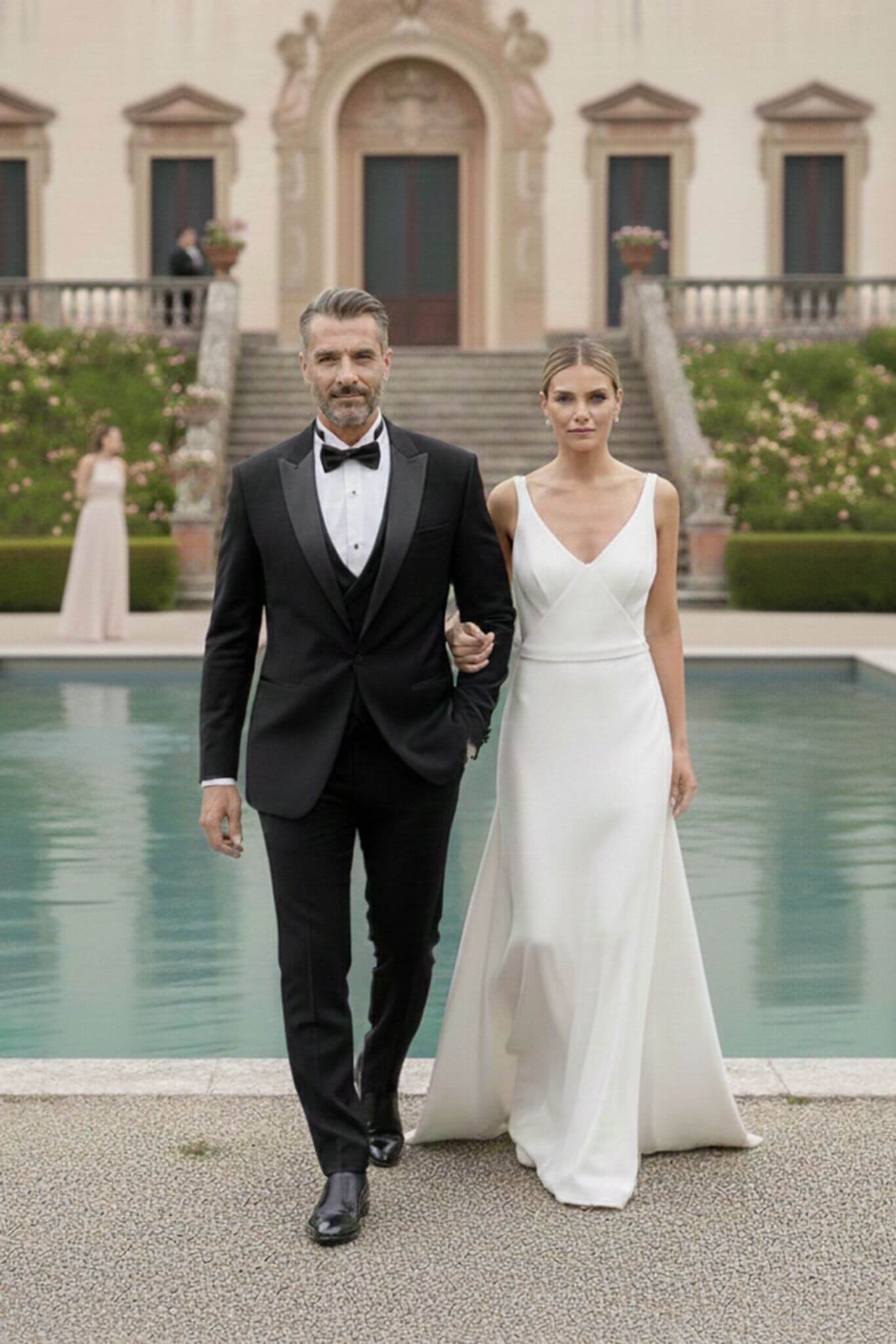 The Sovereign Black Slim - Fit 3 - Piece Groom Suit with Double - Breasted Vest - SUITHARBOR
