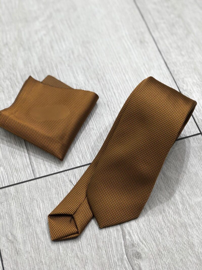 Tile Brown Textured Tie for Men - SUITHARBOR